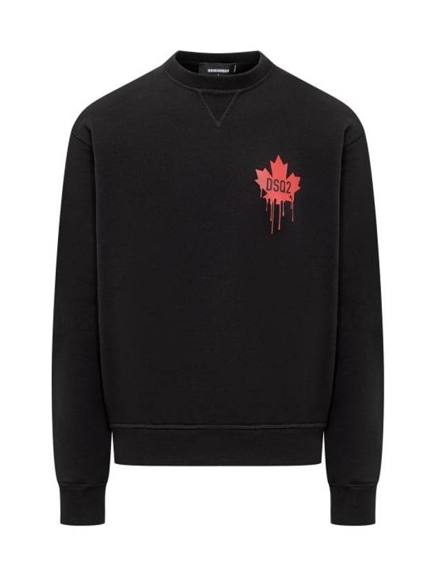 Red Maple Leaf Cool Fit Sweatshirt Black - DSQUARED2 - BALAAN 2