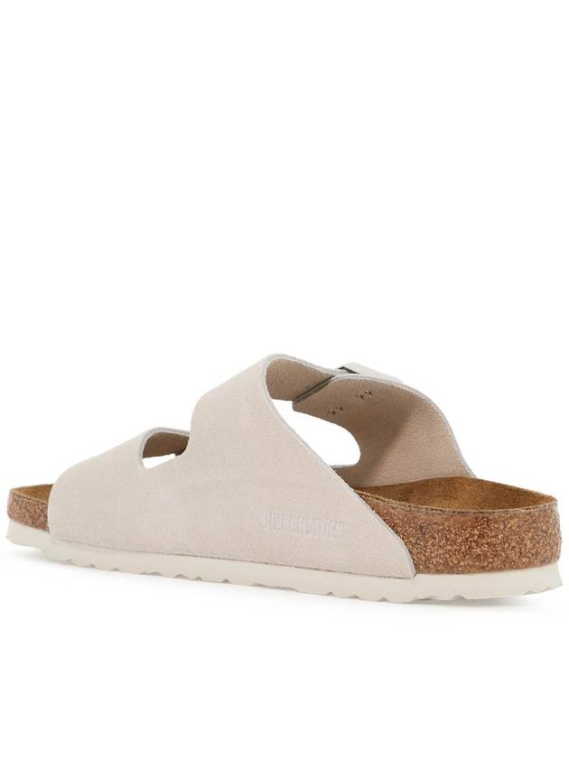 Arizona Suede Leather Slippers Antique White - BIRKENSTOCK - BALAAN 4