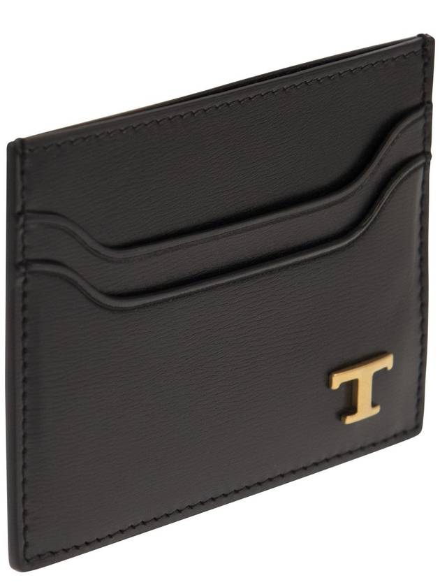 Metal T Logo Leather Card Wallet Black - TOD'S - BALAAN 5