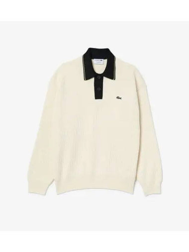 Men s MIF Long Sleeve Sweater Polo White - LACOSTE - BALAAN 1