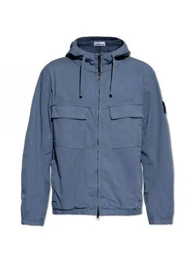 Cotton Twill Stretch Hooded Jacket Avio Blue - STONE ISLAND - BALAAN 2