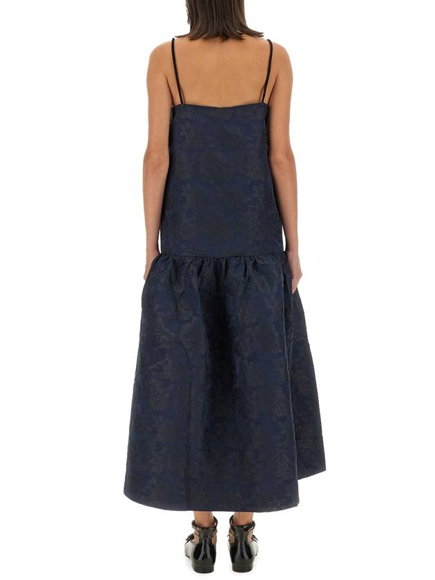 Botanical Jacquard Strap Midi Dress Blue - GANNI - BALAAN 4