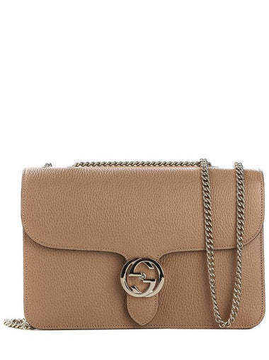 GG Interlocking Chain Medium Shoulder Bag Beige - GUCCI - BALAAN 1