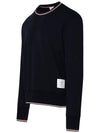 Logo Tab RWB Stripe Trimming Knit Top Navy - THOM BROWNE - BALAAN 5