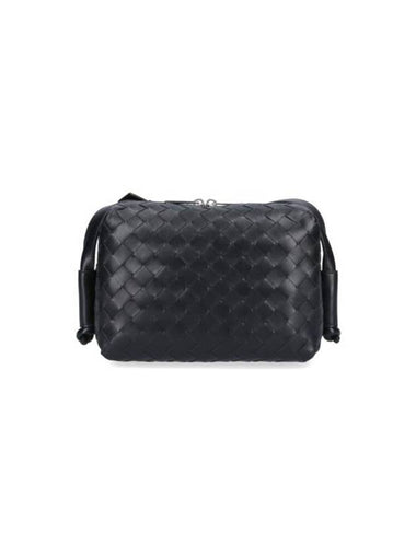 Intrecciato Weaving Leather Cross Bag Black - BOTTEGA VENETA - BALAAN 1