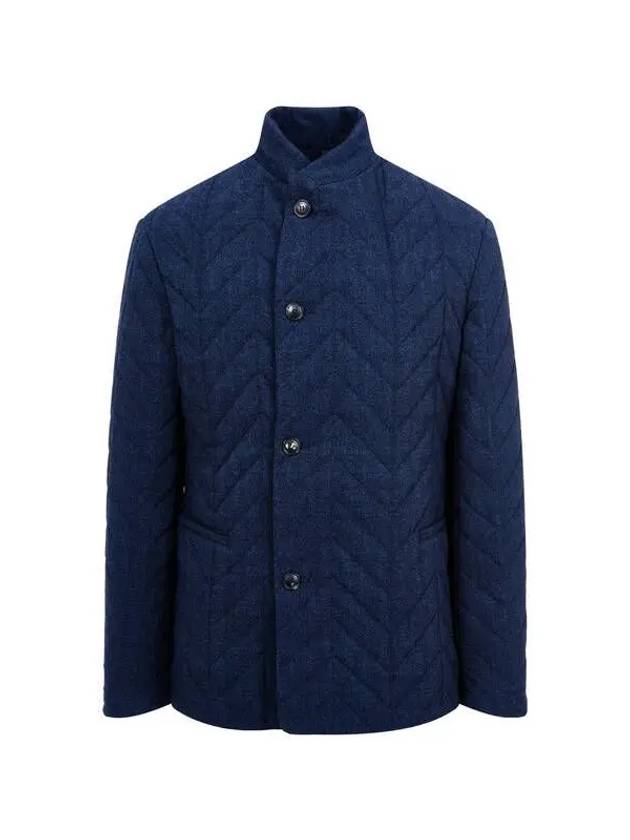 Men s Seersucker Chevron Quilted Jacket Navy - EMPORIO ARMANI - BALAAN 1