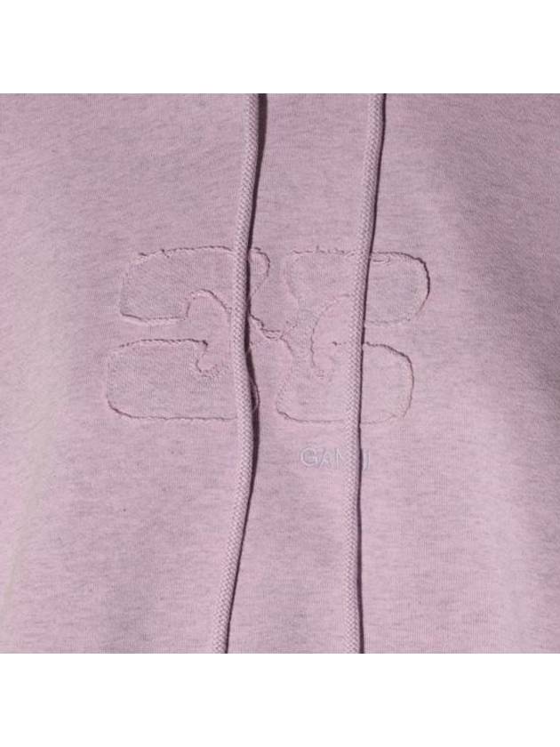 Crop Logo Hoodie Purple - GANNI - BALAAN 7