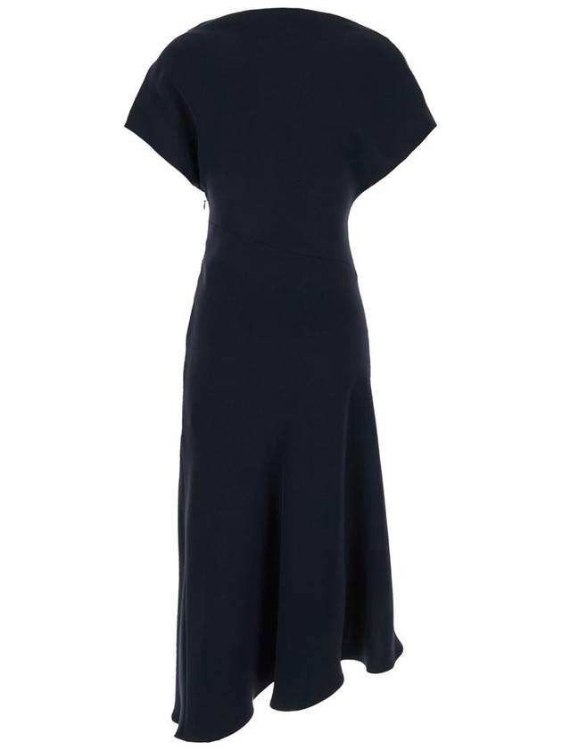 Midi Blue Dress With Draped Neckline In Fabric Woman - P.A.R.O.S.H. - BALAAN 2