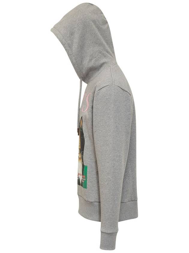 Cat Print Organic Cotton Hoodie Grey - JW ANDERSON - BALAAN 4