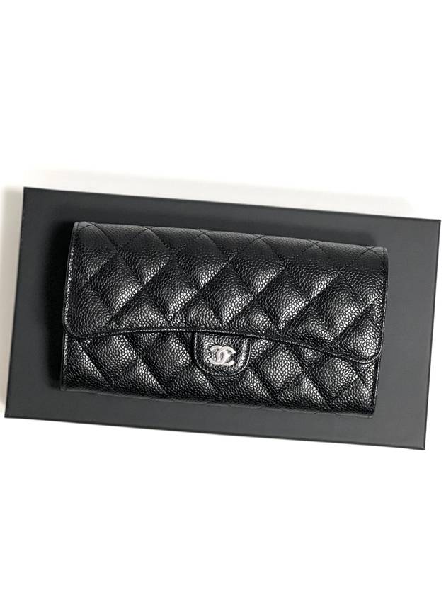 24 Years Classic Caviar Long Wallet Black Silver AP0241 Knockknock - CHANEL - BALAAN 2