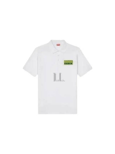 Paris Logo Patch Cotton Short Sleeve Polo Shirt White - KENZO - BALAAN 2