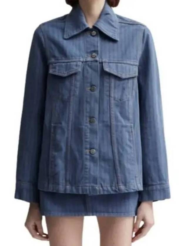 Stripe Overdyed Denim Jacket Blue - GANNI - BALAAN 2