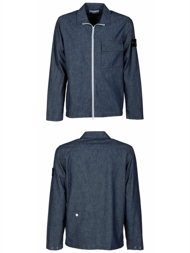 21SS 741511207 WASH Waffen Patch Chambray Overshirt Jacket Denim Blue Men’s Jacket TJ - STONE ISLAND - BALAAN 4