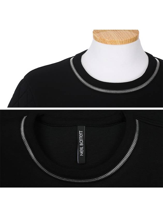 Quilted Neckline Zipper Neoprene Sweatshirt Black - NEIL BARRETT - BALAAN 5