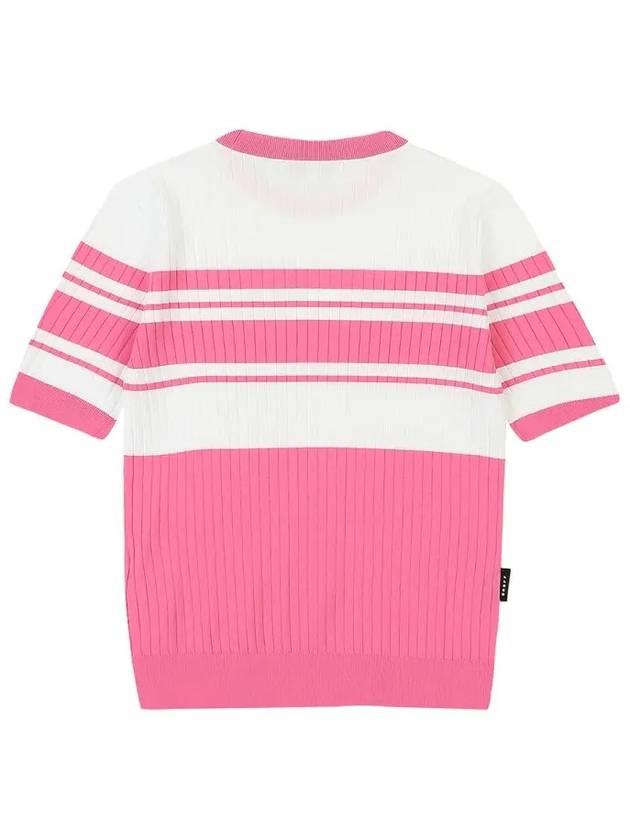 striped ribbed three-quarter sweater OF2704LAPINK - ONOFF - BALAAN 3