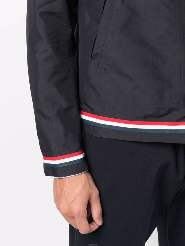 Men's Navy Three Stripes Shell Wind Jacket - THOM BROWNE - BALAAN.