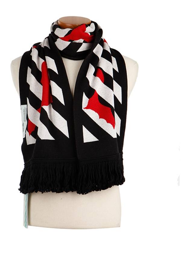 Logo Knit Muffler Black - OFF WHITE - BALAAN 2