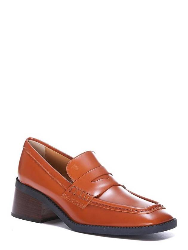 Women's Leather Heel Loafers Brown - TOD'S - BALAAN 3