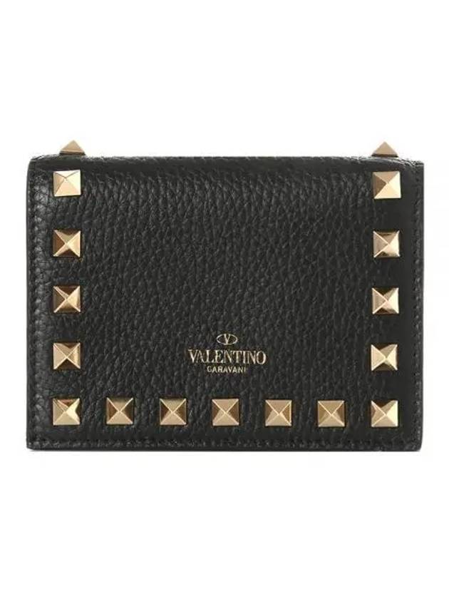 Compact Rockstud Half Wallet Black - VALENTINO - BALAAN 2