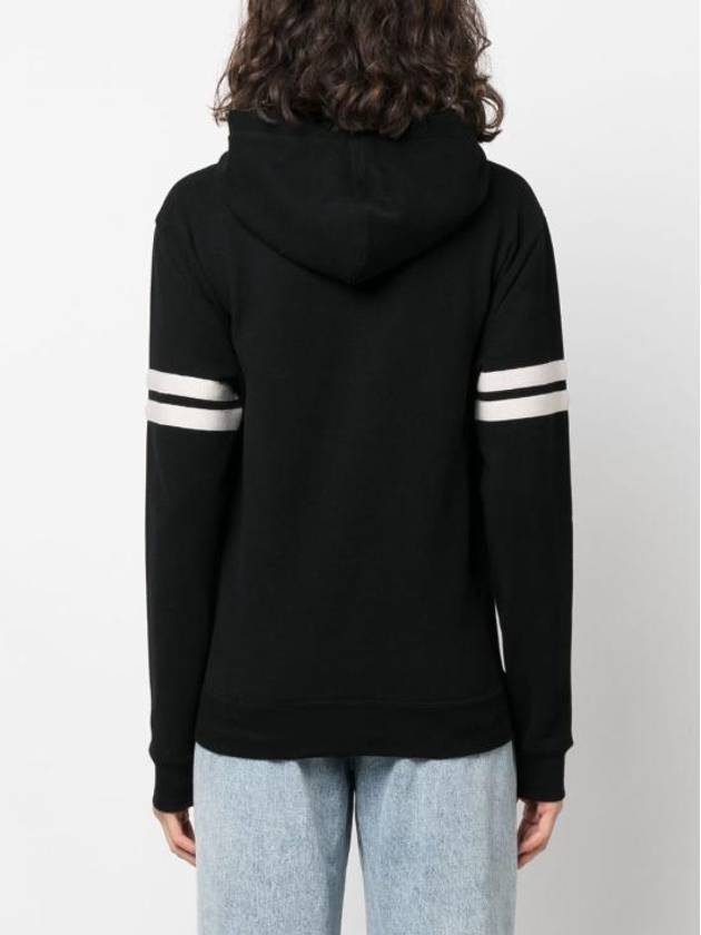 Embroidered Logo Hoodie Black - SAINT LAURENT - BALAAN 4