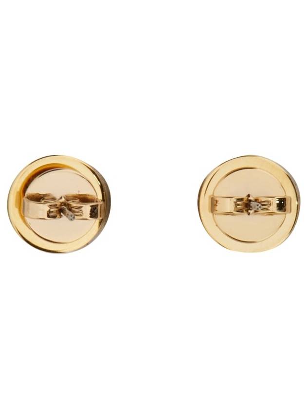 Kira Enamel Circle Stud Earrings Black Gold - TORY BURCH - BALAAN 6