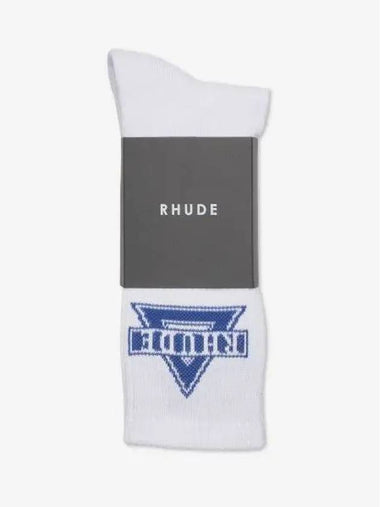 Men s Triangle Logo Socks White Blue RHFW22SO100704430443 - RHUDE - BALAAN 1