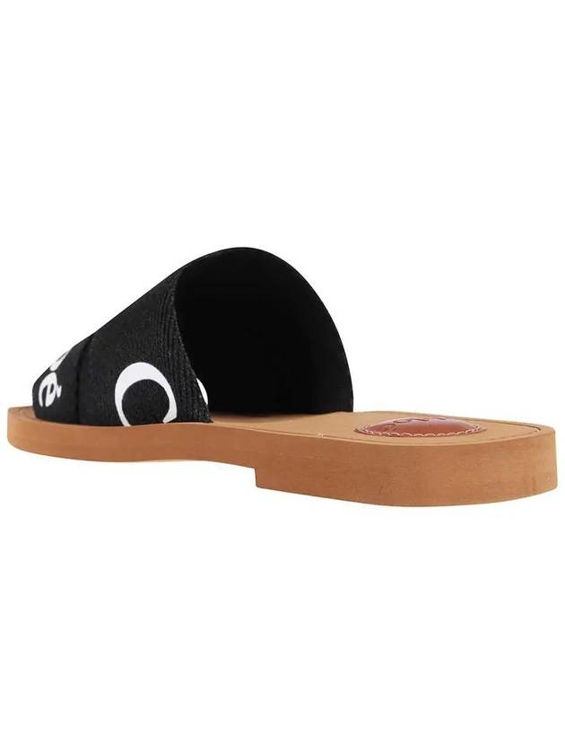 Woody Logo Flat Mule Slippers Black - CHLOE - BALAAN 4