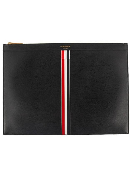 Intarsia Stripe Clutch Bag Black - THOM BROWNE - BALAAN.