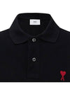 Heart Logo Polo Shirt Black - AMI - BALAAN 5