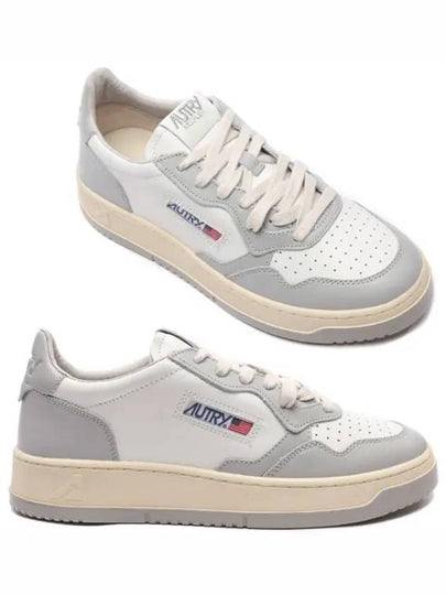 Men's Medalist Low Leather Sneakers Grey White - AUTRY - BALAAN 2