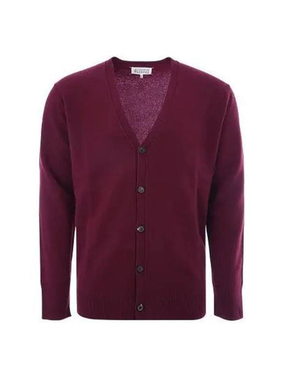 Signature Stitch V-neck Wool Cardigan Burgundy - MAISON MARGIELA - BALAAN 2