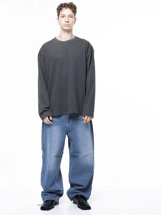 Men s M243TP03CH Pigment Slit Long Sleeve T Shirt Charcoal - CHANCE'S NOI - BALAAN 5