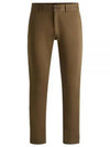 Slim Fit Stretch Cotton Satin Chino Straight Pants Open Green - HUGO BOSS - BALAAN 2