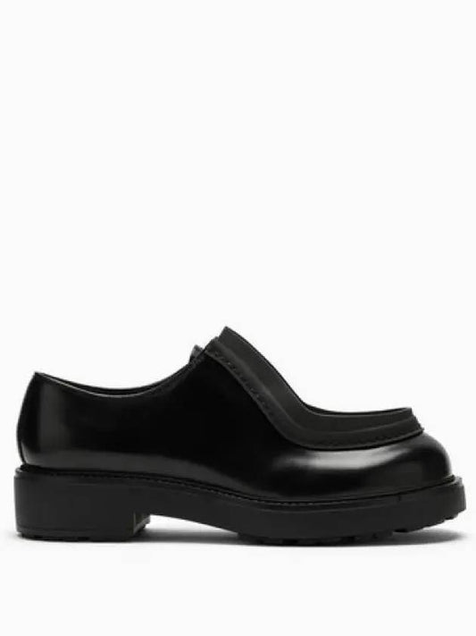 Diapason Opaque Brushed Leather Lace-Up Shoes Black - PRADA - BALAAN 2