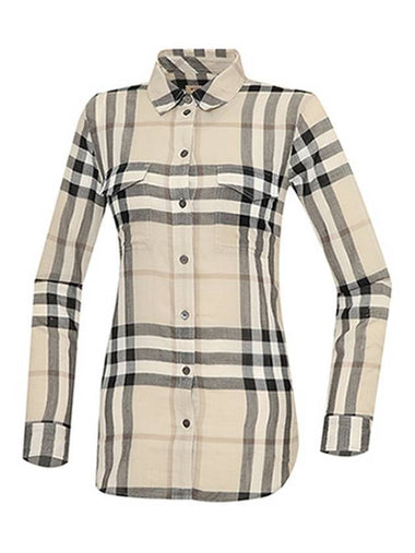 Two pocket checked cotton shirt beige - BURBERRY - BALAAN 1