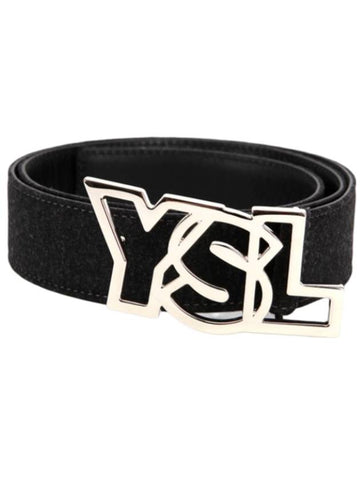 YSL Logo Leather Belt Black - SAINT LAURENT - BALAAN 1