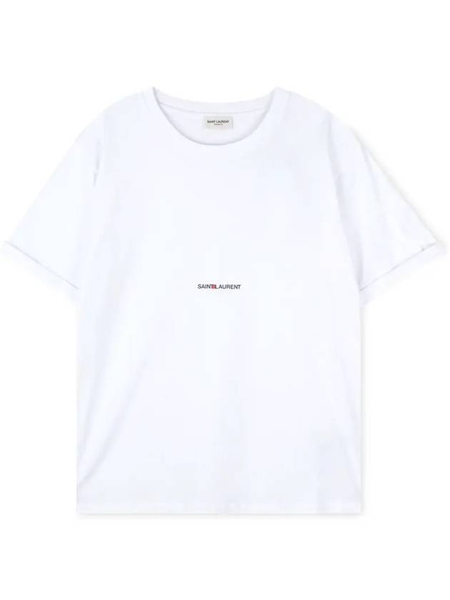 Rive Gauche Short Sleeve T-Shirt White - SAINT LAURENT - BALAAN 4