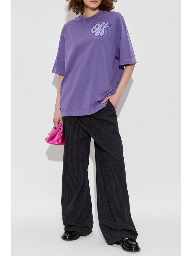 Off-White T-shirt With Printed Logo, Women's, Purple - OFF WHITE - BALAAN 2