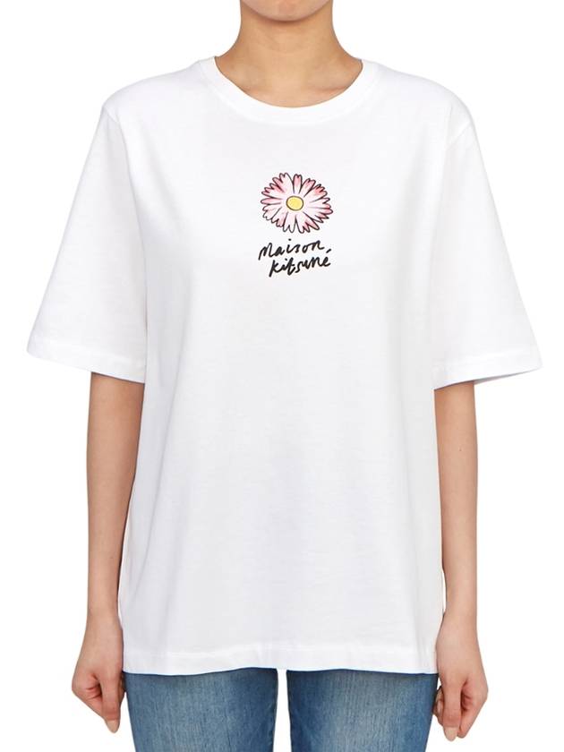 Floating Flower Cotton Short Sleeve T-Shirt White - MAISON KITSUNE - BALAAN 2