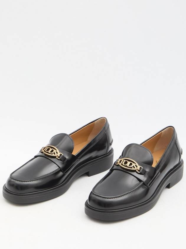 Metal Logo Leather Loafers Black - TOD'S - BALAAN 6