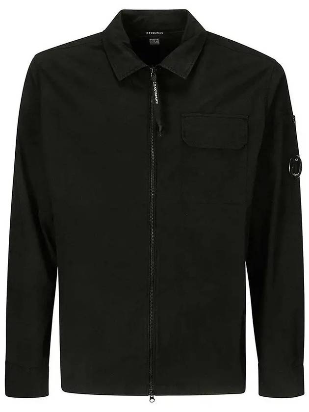 Oversized Organic Gabardine Long Sleeve Shirt Black - CP COMPANY - BALAAN 2