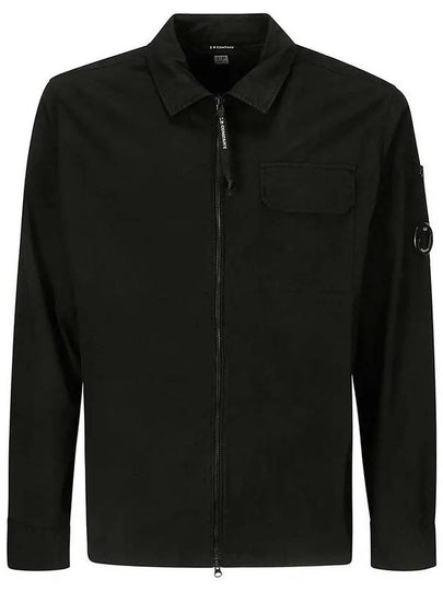 Oversized Organic Gabardine Long Sleeve Shirt Black - CP COMPANY - BALAAN 2