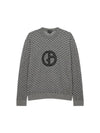 Men s Big Logo Zigzag Pattern Sweater Dark Gray 270019 - GIORGIO ARMANI - BALAAN 1