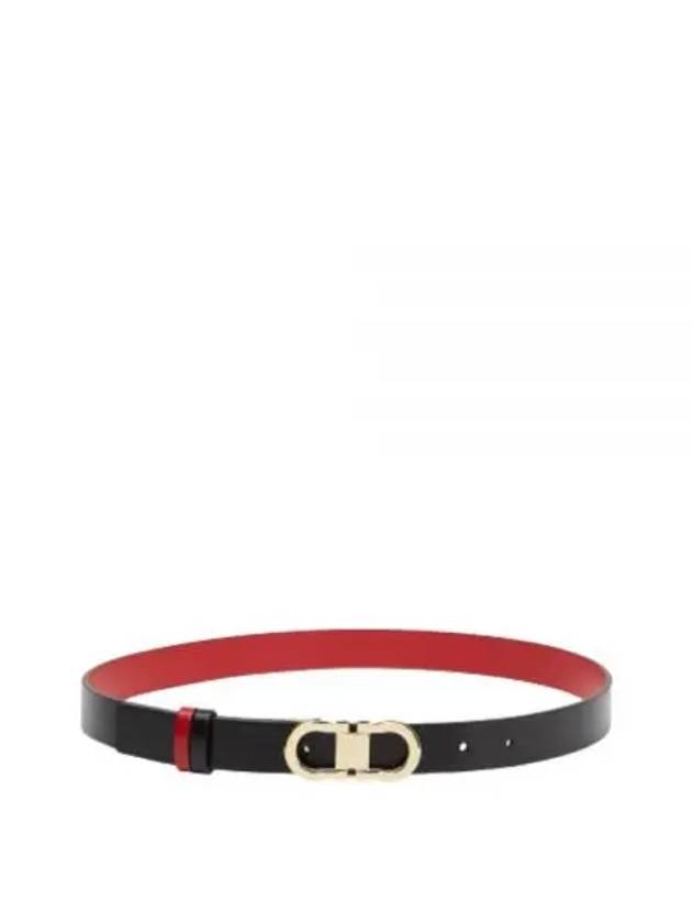 Reversible Gancini Leather Belt Black Flame Red - SALVATORE FERRAGAMO - BALAAN 2