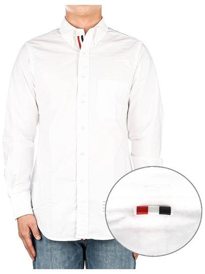 Men's Logo Patch Classic Cotton Long-Sleeve Shirt White - THOM BROWNE - BALAAN 2