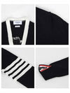 Cotton Jersey Flower 4 Bar V Neck Cardigan Navy - THOM BROWNE - BALAAN 4