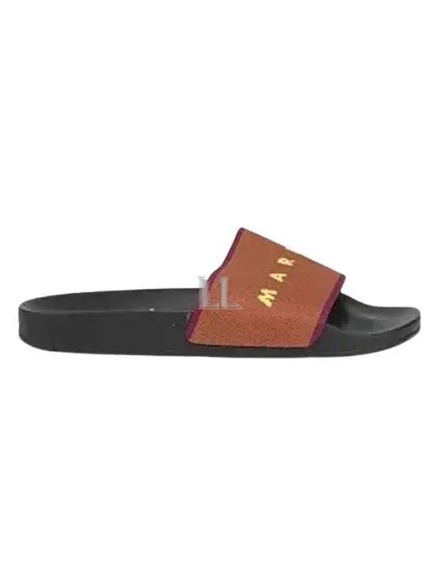 Logo Jacquard Rubber Slippers Brown - MARNI - BALAAN 2