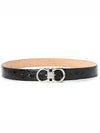 Adjustable Gancini Leather Belt Black - SALVATORE FERRAGAMO - BALAAN 3