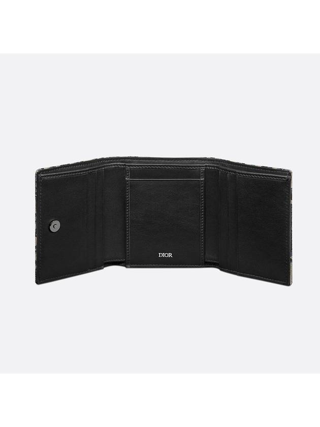 Oblique Jacquard Half Wallet Beige Black - DIOR - BALAAN 5