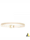 Monogram Square Leather Belt White - SAINT LAURENT - BALAAN 2